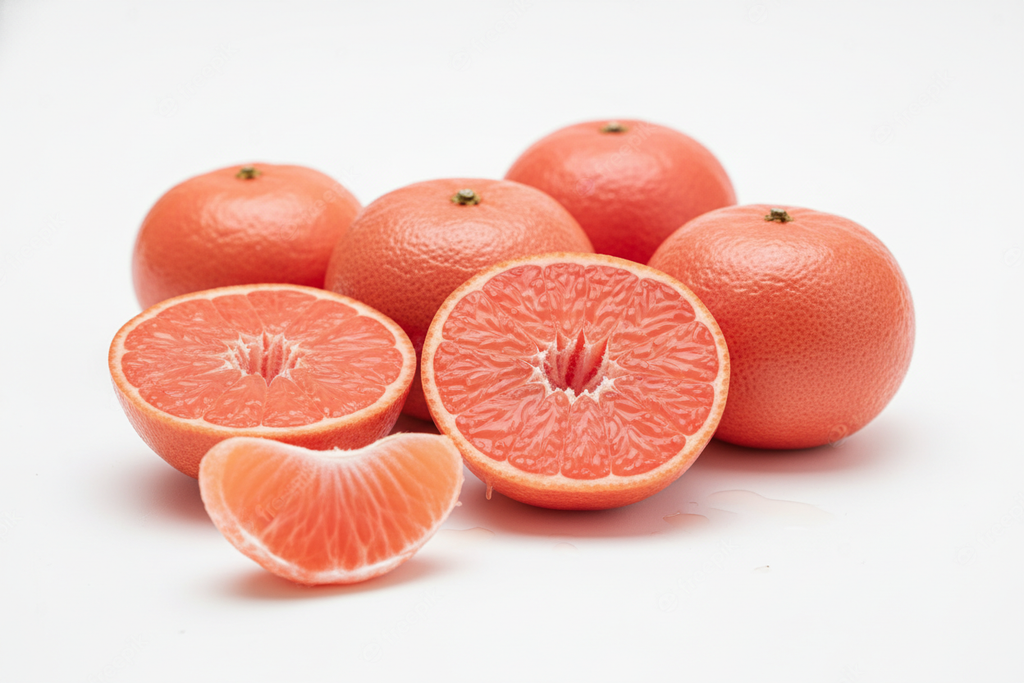 fresh pink flamingo color mandarins cut